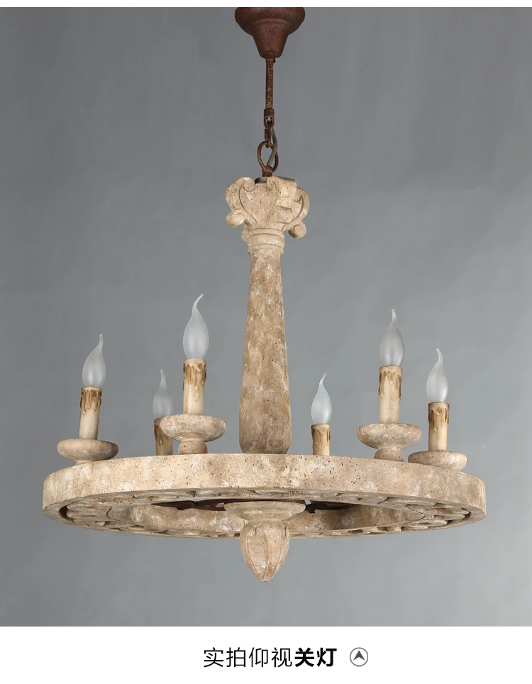 American country wood bedroom chandelier French retro candle wrought iron living room lamp restaurant designer | Освещение