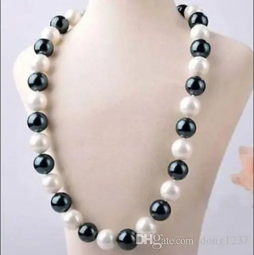 

10mm Black South Sea Shell 2pc Pearl Necklace 18inch AAA>>> free shipping