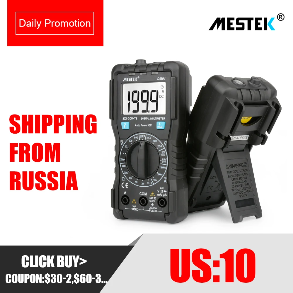 

MESTEK Digital Multimeter 1999 Counts Backlight AC/DC Ammeter Voltmeter Ohm Current Portable Meter Voltage Meter Multimetre