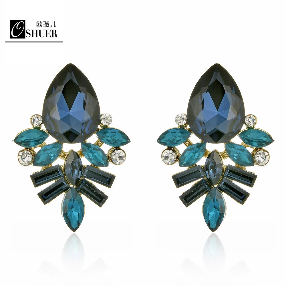 

OSHUER New Arrive 6 Colors Crystal Earrings for Women Stud Earrings