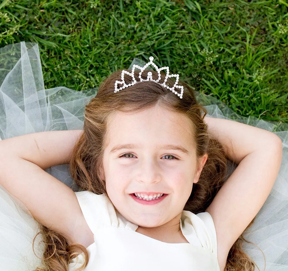 Girl Hair Accessories Gorgeous Pretty Rhinestone Tiara Crown Exquisite Headband Comb Pin Party Wedding Bridal Birthday gift 2pcs | Детская