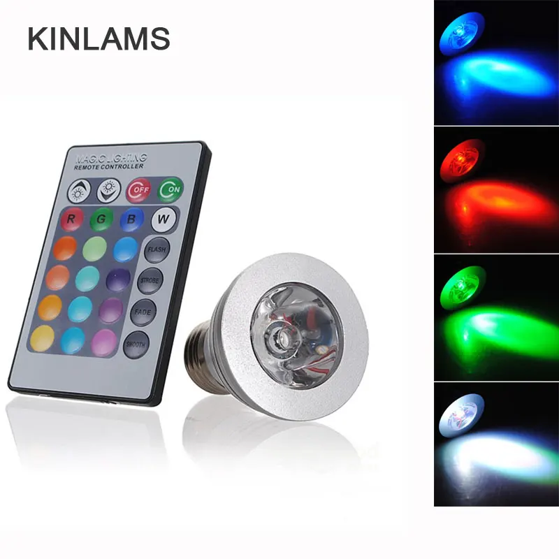 Светодиодная лампа E27 RGB с пультом дистанционного управления 85 265 в|led spotlight