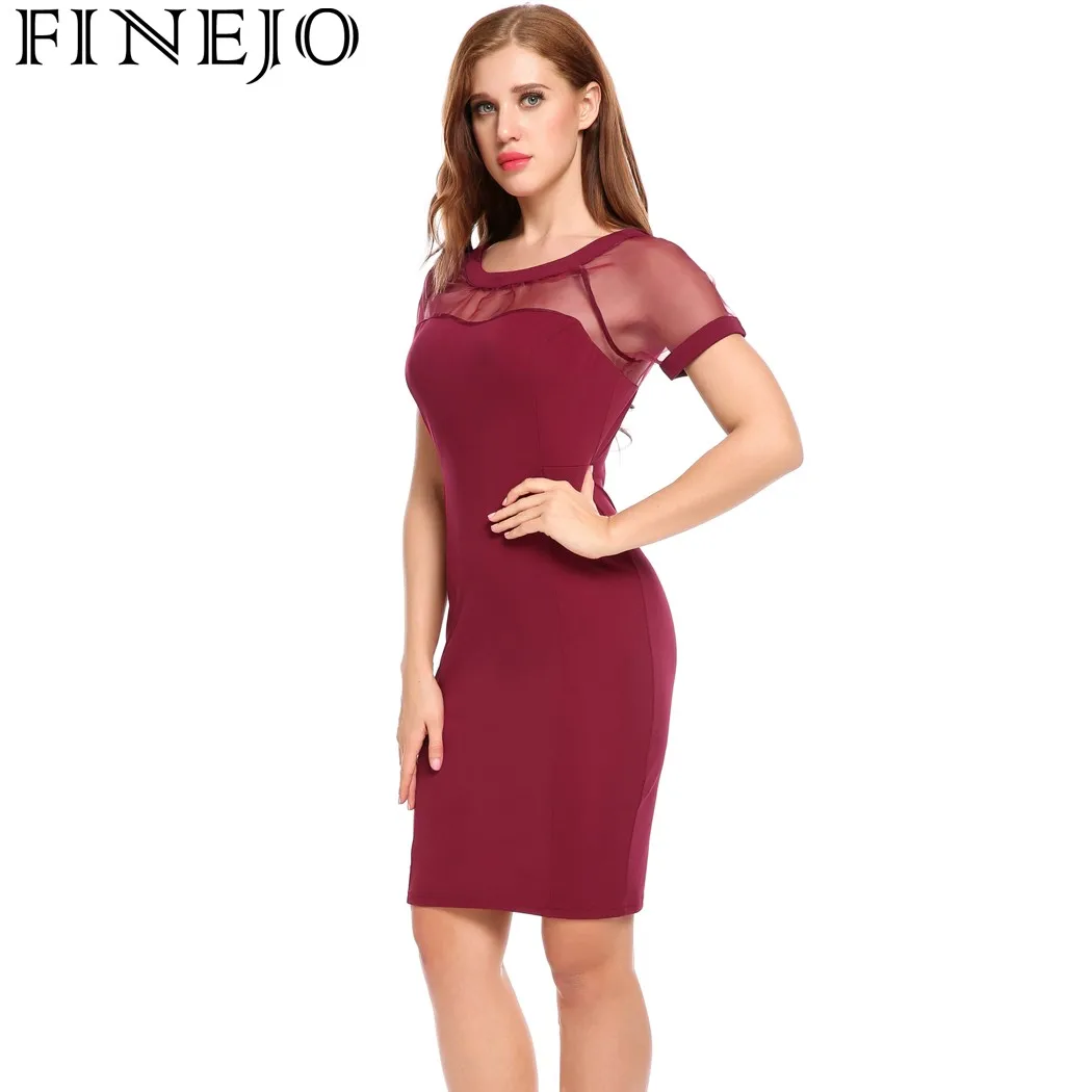 FINEJO летнее платье карандаш для вечеринок облегающее женское с короткими