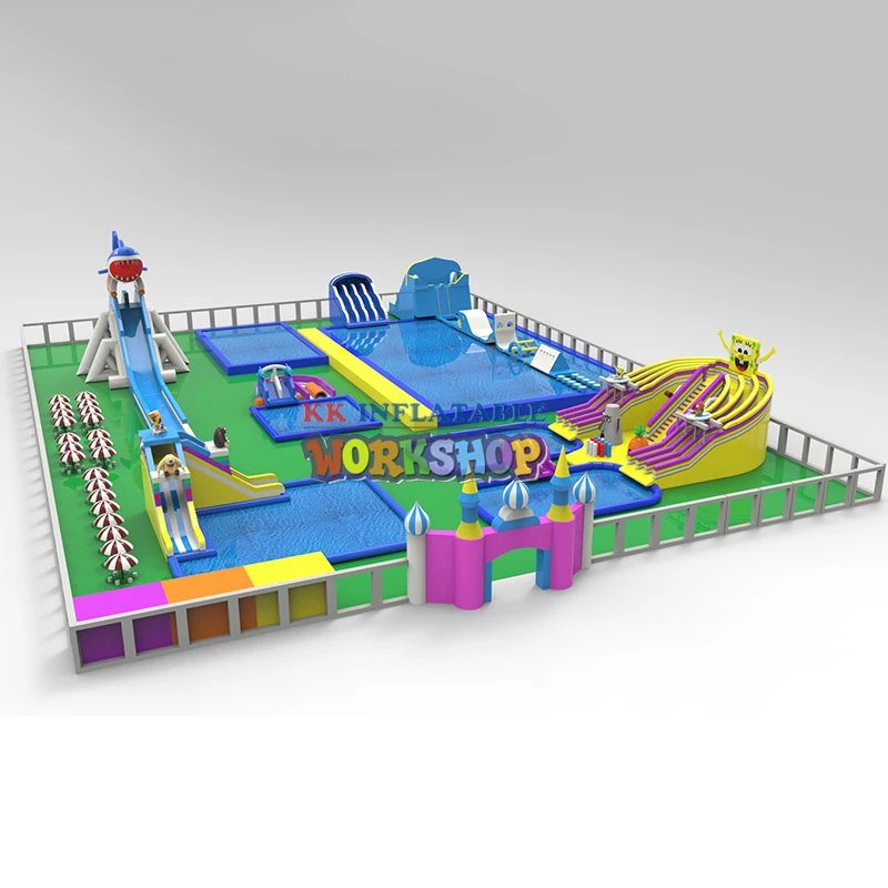 Beste Lot Van Opblaasbare Water Park Combinatie, Water Games, Glijbaan Opblaasbare Aqua Pretpark Te Koop