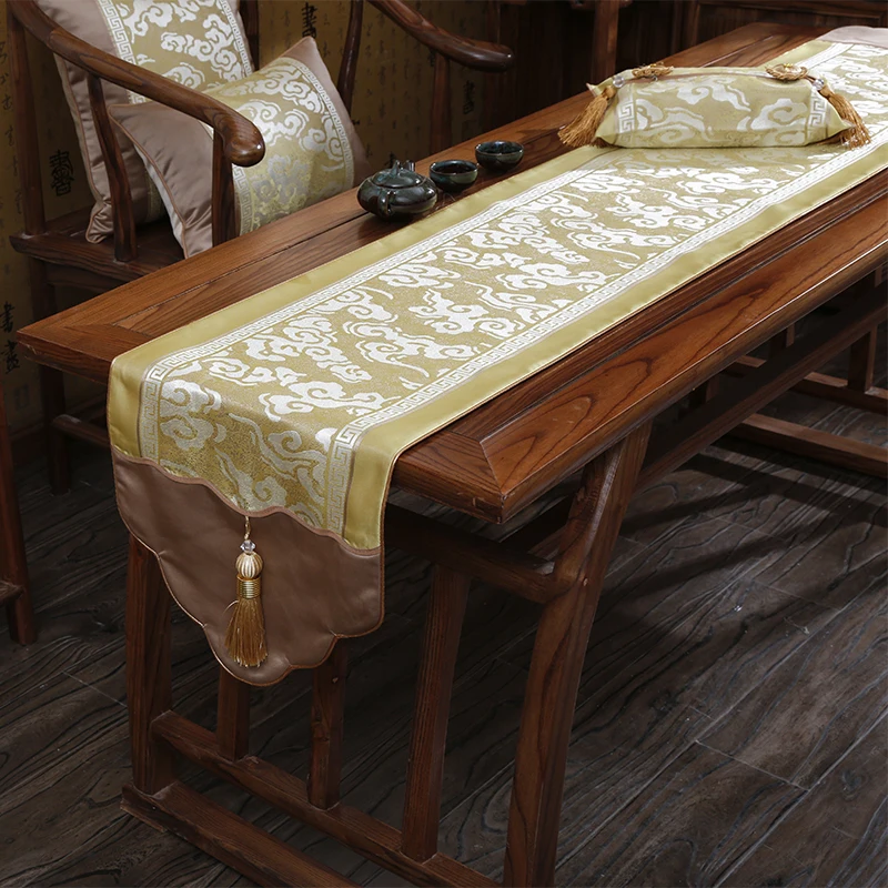 

Classical Chinese Table Runner Tea Ceremony Tablecloth Kung Fu Tea Set Accessories Wedding Decoration Home Ornament Bed Flag New