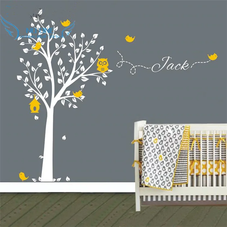 

Custom-made Owl Tree Wall Sticker Personalized Name Vinyl Wall Decals for Nursery Boys and Girls Room Decor Home Decoration