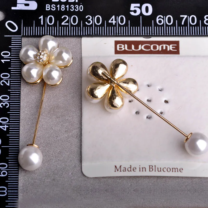 Женская бутоньерка Blucome свадебная брошь в форме цветка с имитацией жемчуга