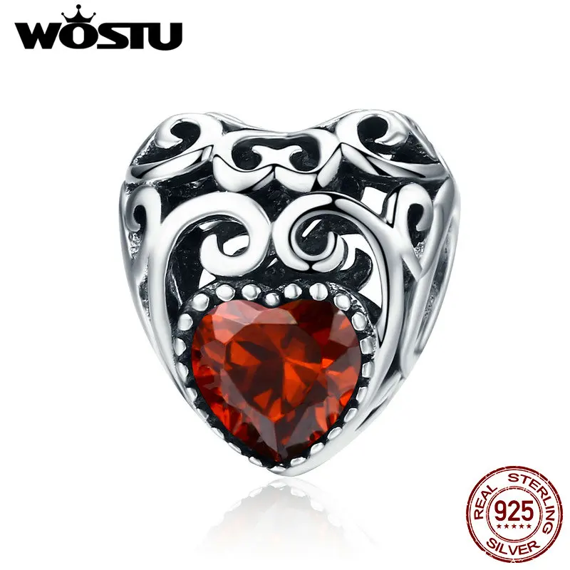 WOSTU, 925 пробы, серебро, 12 месяцев, камень по месяцу рождения, фирменное сердце, бусины, подходят к оригиналу, wst, браслет, серебряные ювелирные изделия, FIC573