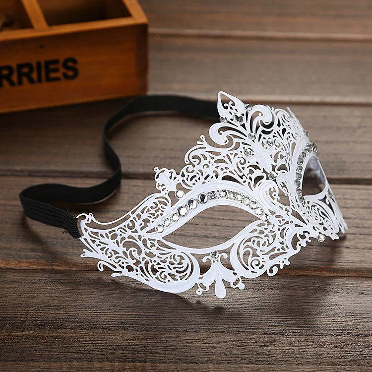 

Metal Filigree Venetian Beautiful Luxury Masquerade Mask Mardi Gras Party Sexy Eye Mask Macka with Rhinestones