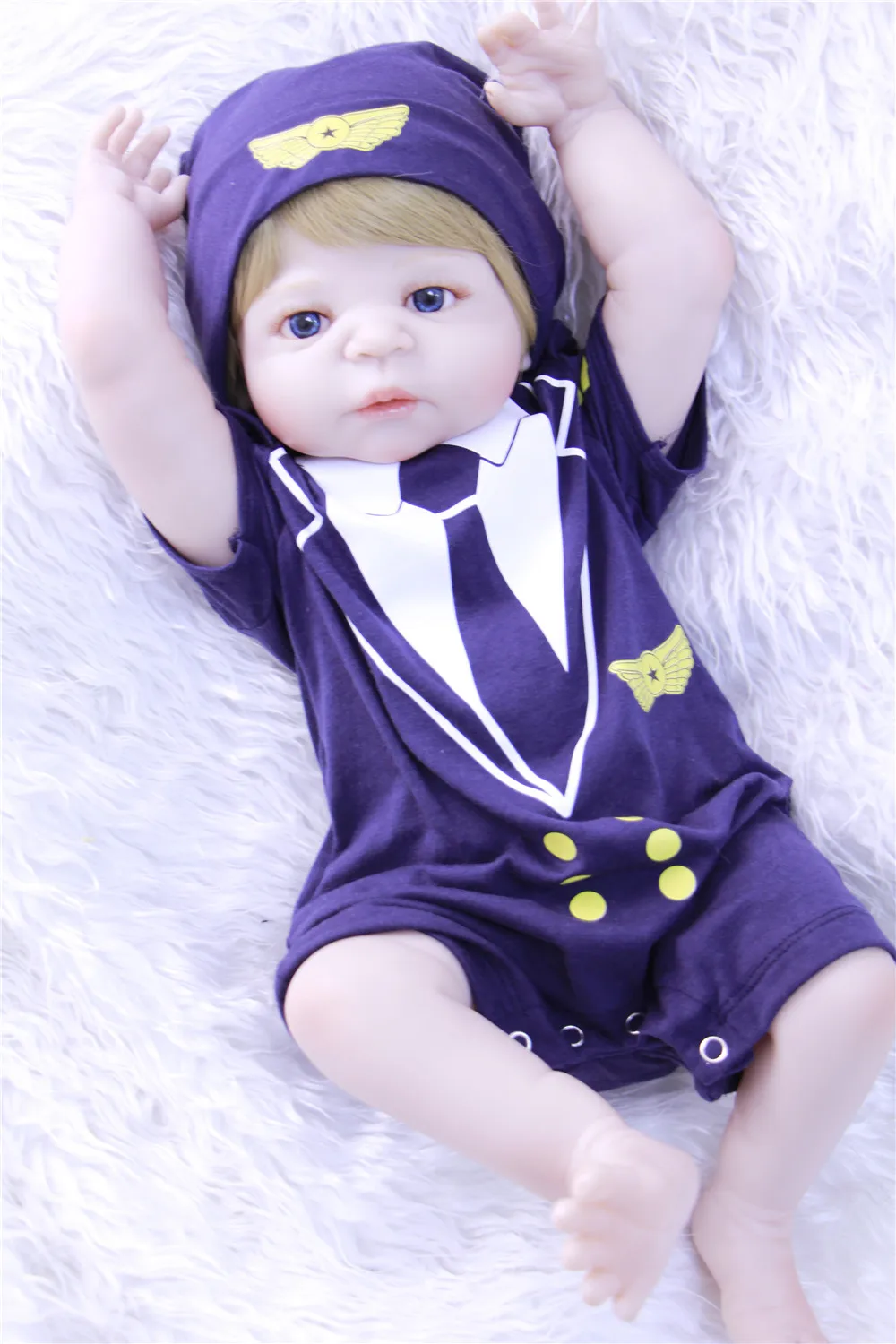 

55cm Full Body Silicone Reborn Baby Doll Toy 22inch Handsome Newborn Bebe Boy Babies Doll Birthday Present Gift Child Bathe Toy