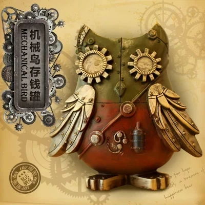 

Retro mechanical bird coin piggy bank steampunk wind children big piggy bank creative birthday gift can also be decorated Punk