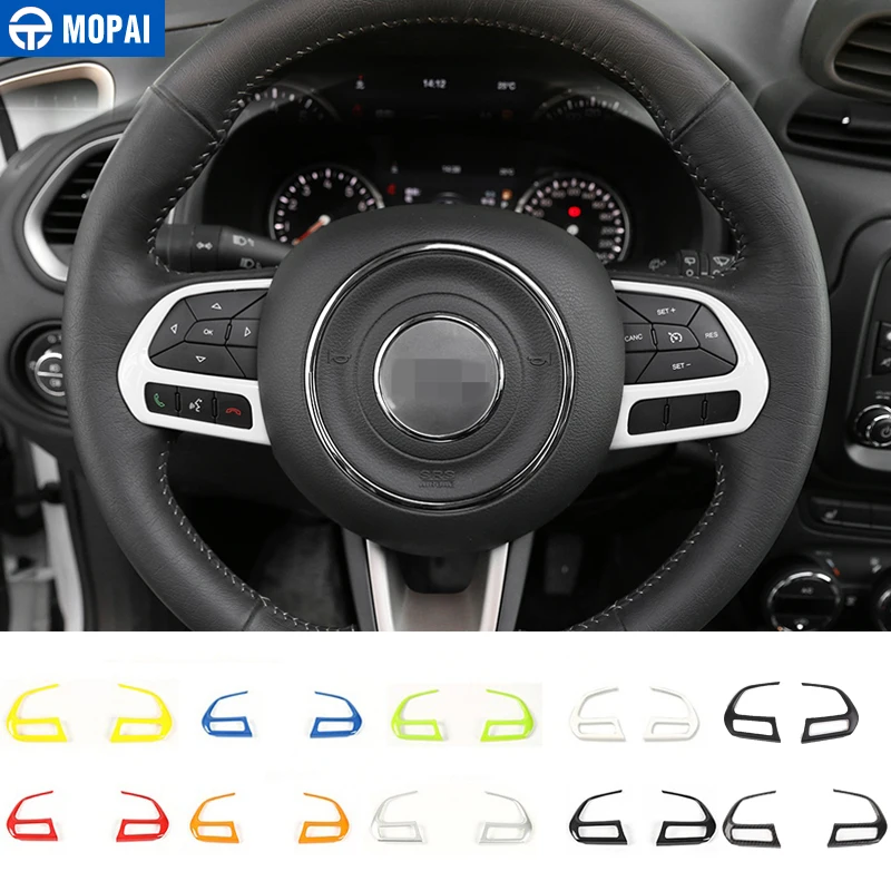 

MOPAI ABS Interior Steering Wheel Button Decoration Cover Trim Stickers For Jeep Renegade 2015+ For Compass 2017+ Car Styling