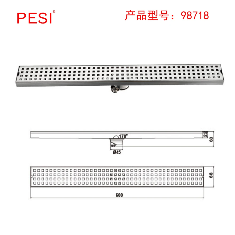 304 stainless steel 60301511cm linear anti odor long floor drain bathroom invisible shower floor drain wholesale brushed free global shipping