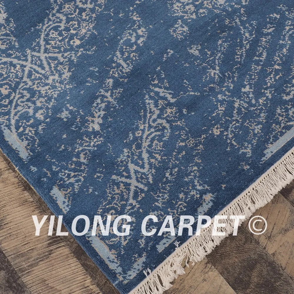 YILONG 5 'x 7' китайские шерстяные ковры с узлом ручной работы синий фон для