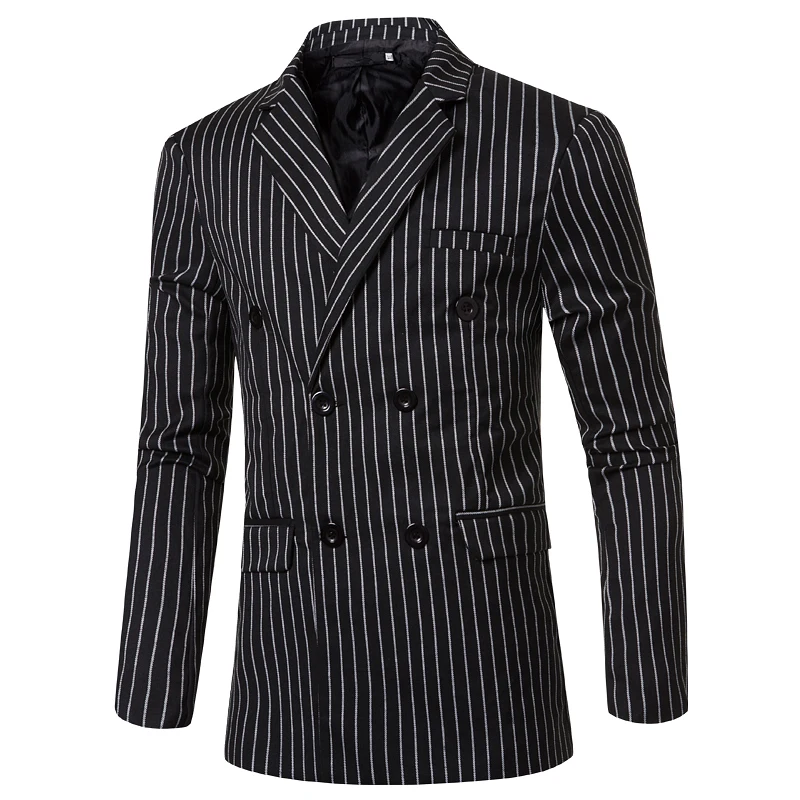 2019 Black Stripe Mens Fashion Blazer Slim Fit Men Suit Jacket Casual Wedding Coat Jacket Tailored Made Heren Colberts Blazer