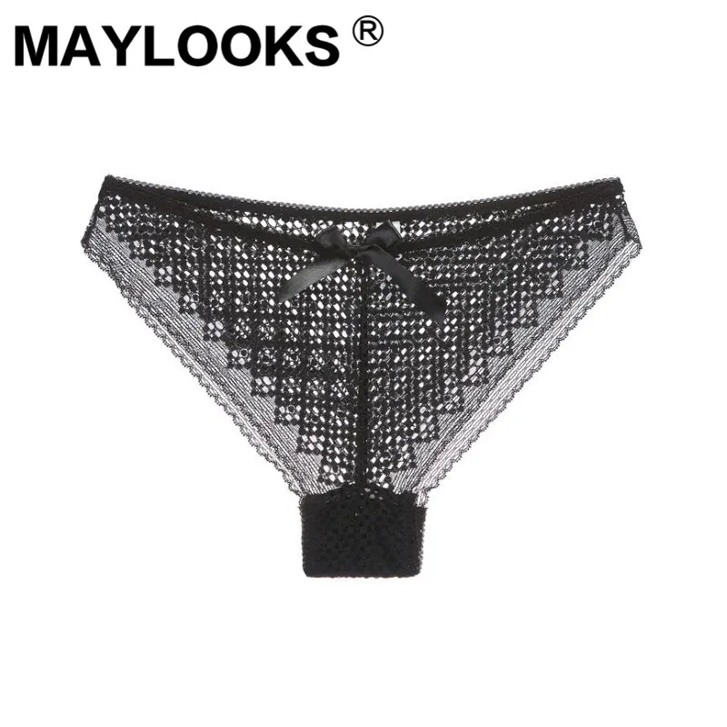Maylooks кружевные трусики женские и прозрачные полые сетки талии трусы P56 |