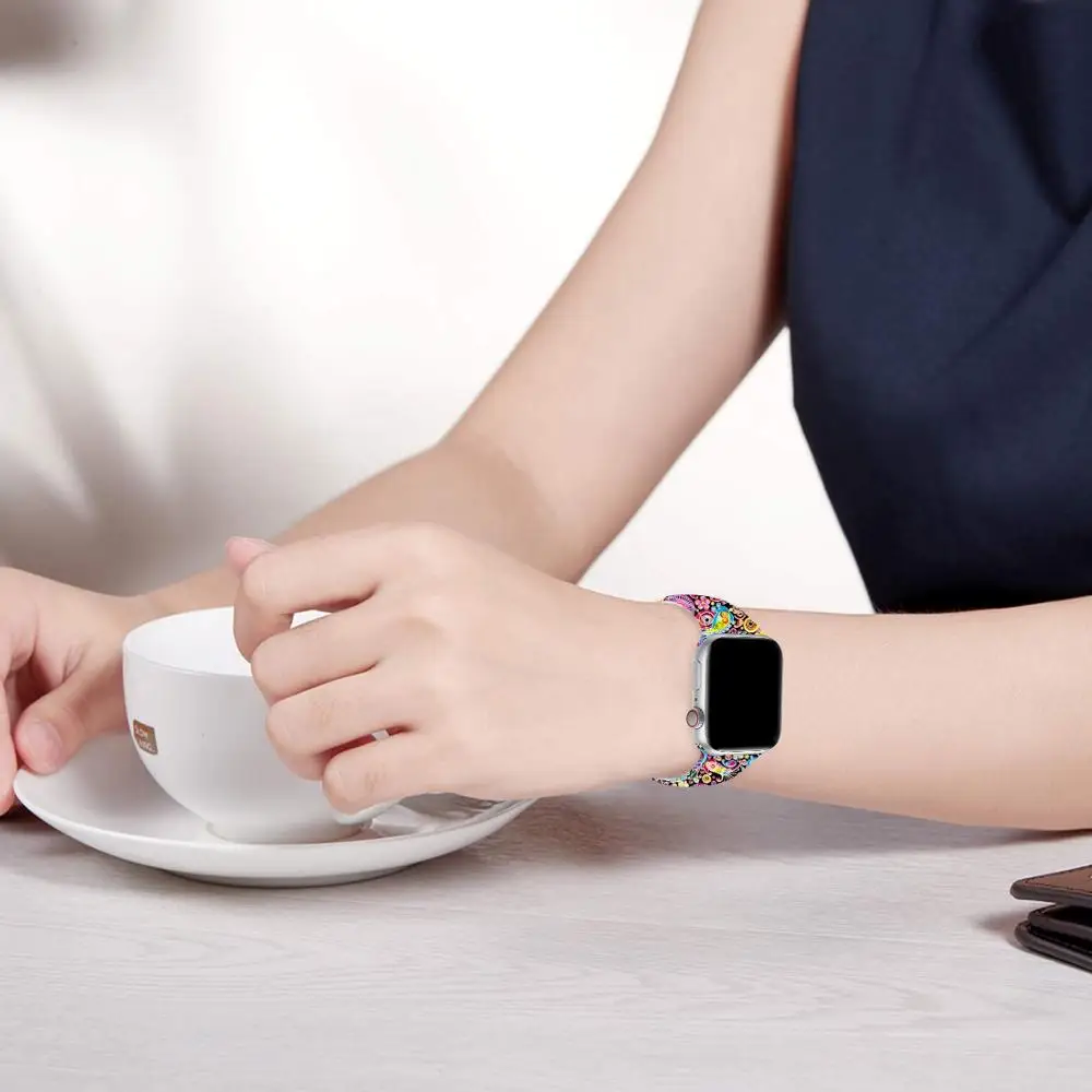 Apple Watch Band 42 мм 44 Медузы Мягкие силиконовые с рисунком Браслет замена ремешок для