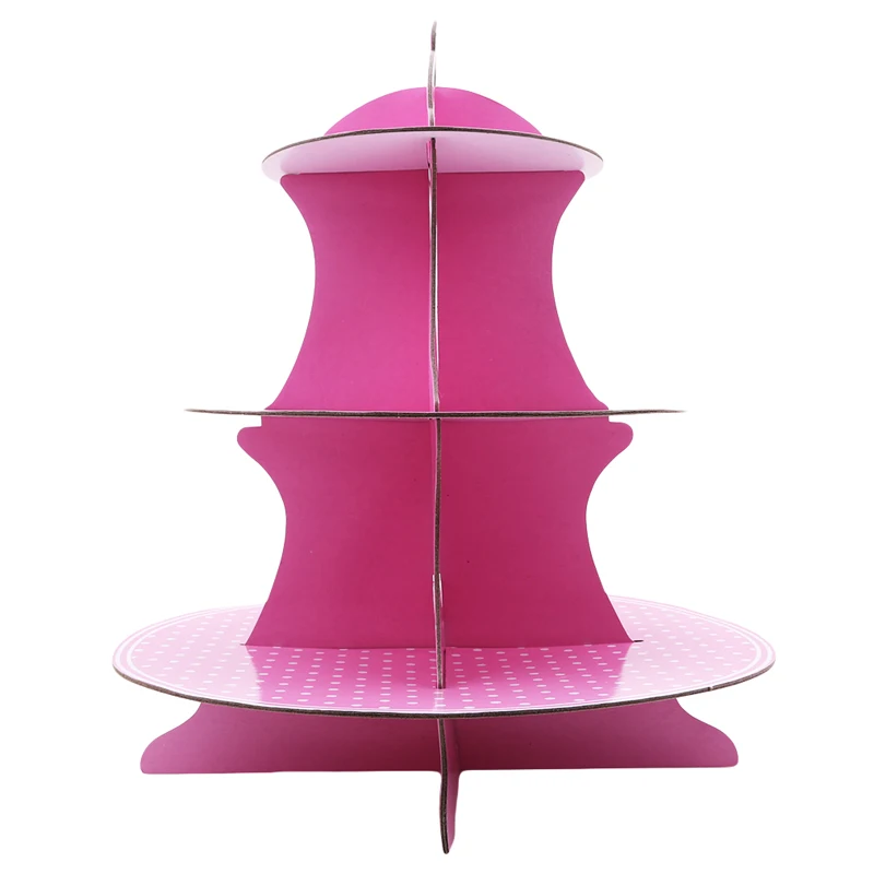 Pink Round Dot 3 Слои Бумага круглые чашки торт подставка держатель стакана одежда для свадьбы, Дня Рождения Аксессуары события десерт Sugarcrafts д Дисплей стойки - Цвет: Pink Round Dot