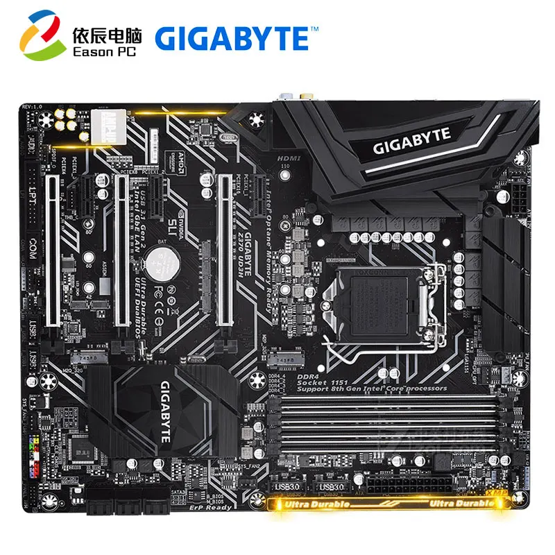 GIGABYTE GA Z370 UD3H настольная материнская плата LGA1151 DDR4 M.2 SATA III 64G ATX|Материнские платы| |