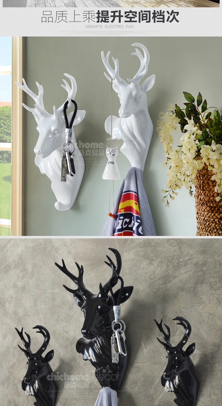 European creative animal head hook sitting room metope adornment wall art hanging coat home decoration wedding gift | Дом и сад