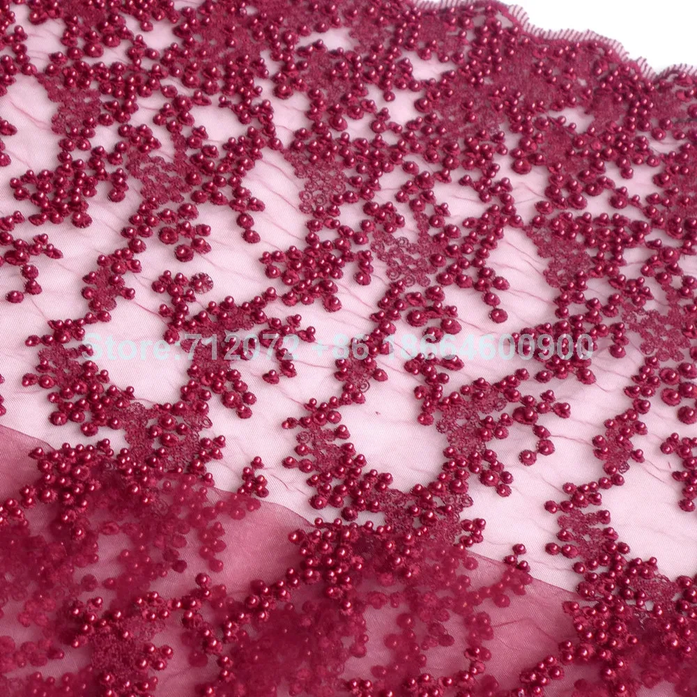 

110cm by yard New fashion gold/wine/orange super heavy yellow beads on netting embroidery wedding/evening dress lace fabric