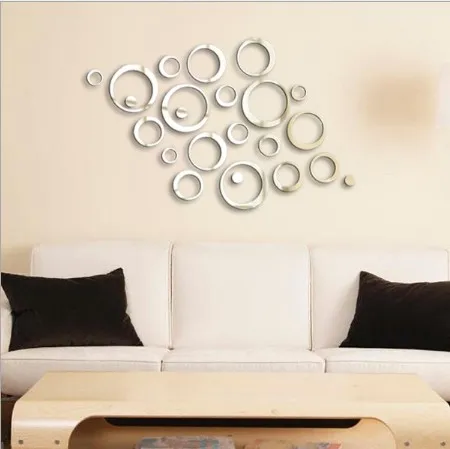 3D DIY круглые настенные Стикеры декоративные зеркальные наклейки для телевизора