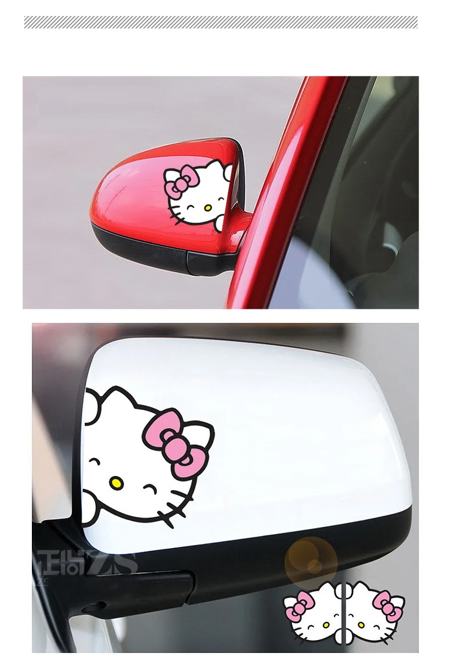 2 шт hello kitty пара зеркал заднего вида модные милые светоотражающие автомобильные наклейки