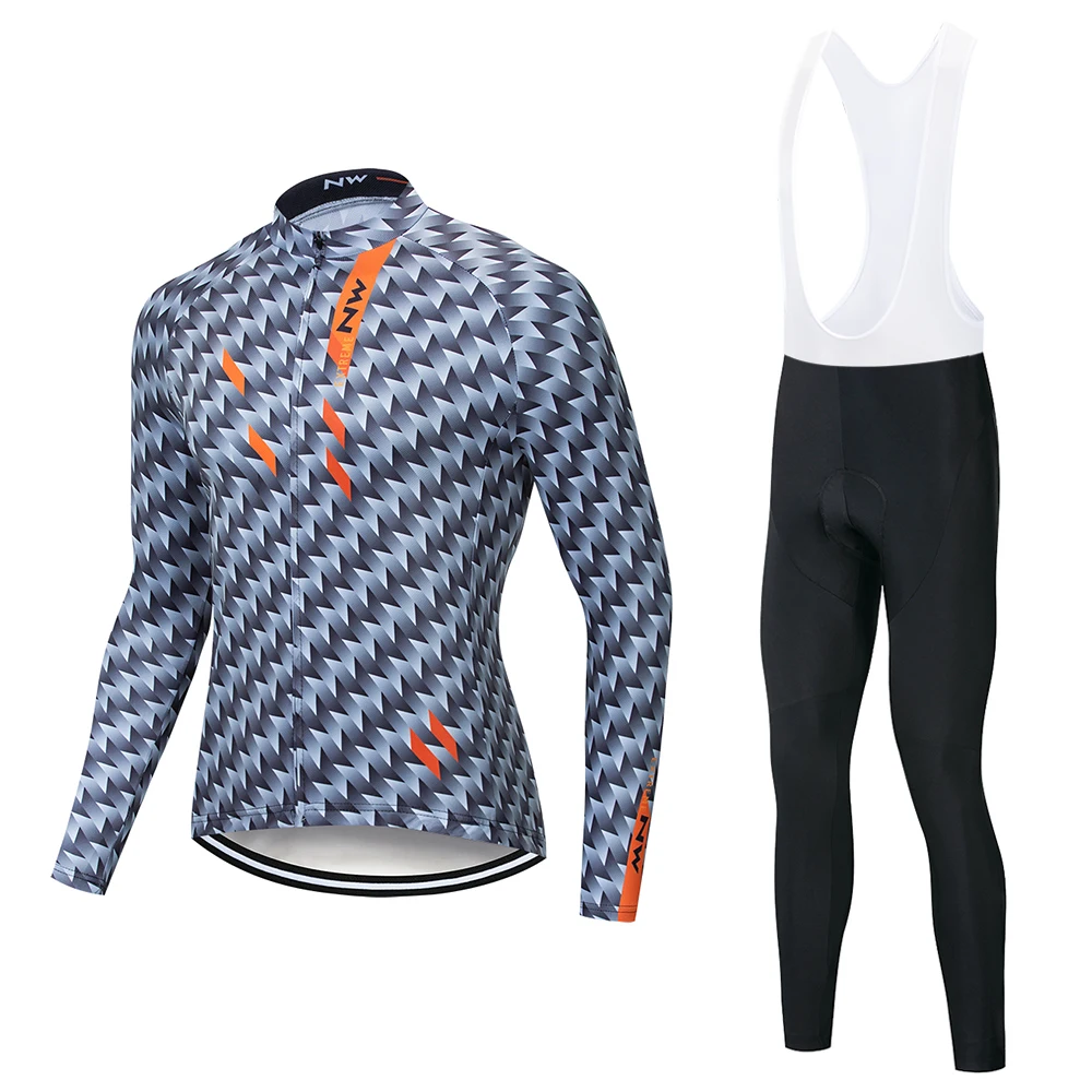 High quality 2019 NW Long Sleeve outdoor Cycling Jersey Bib Pants Set Bicycle Clothes Breathable quick-drying | Спорт и развлечения