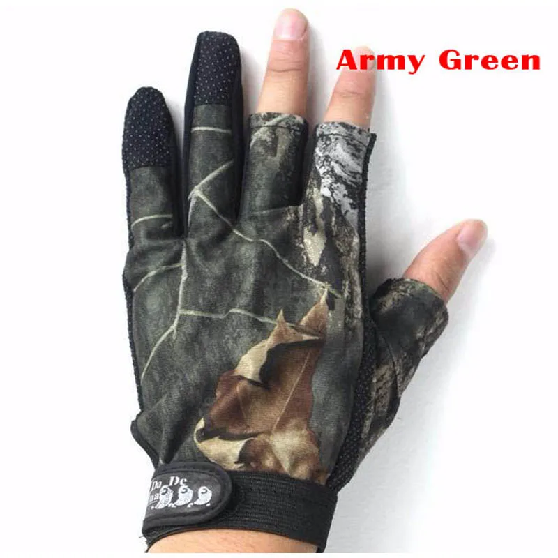 Hot Sale 1 Pair Anti-Slip 3 Finger Cut Fishing Gloves Protector Camouflage Hunting for Kite Free Shipping | Спорт и развлечения