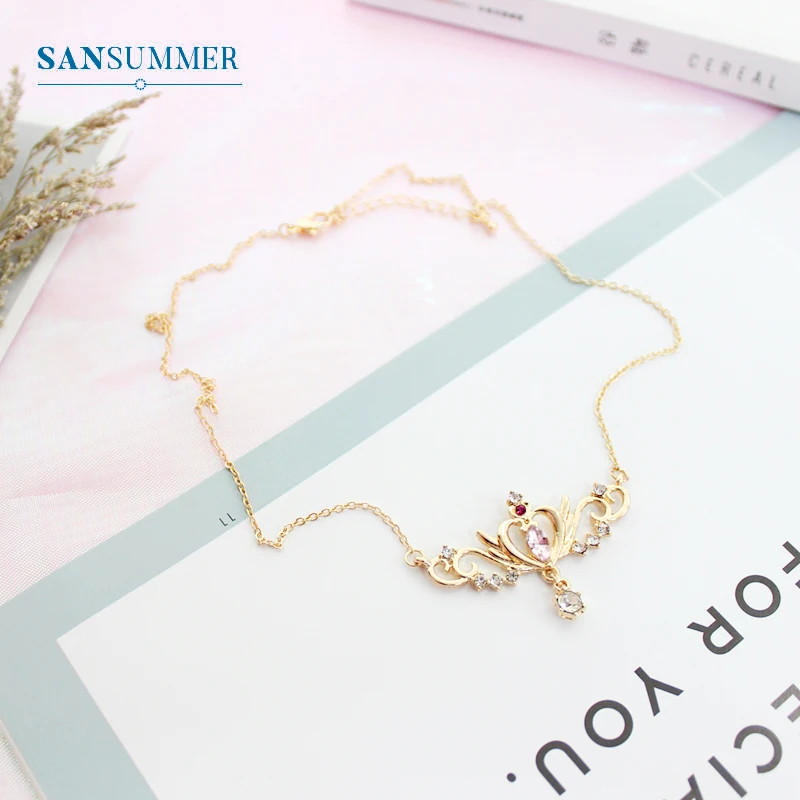Женское колье с сердцем и стразами SANSUMMER изысканное дизайнерское ожерелье для