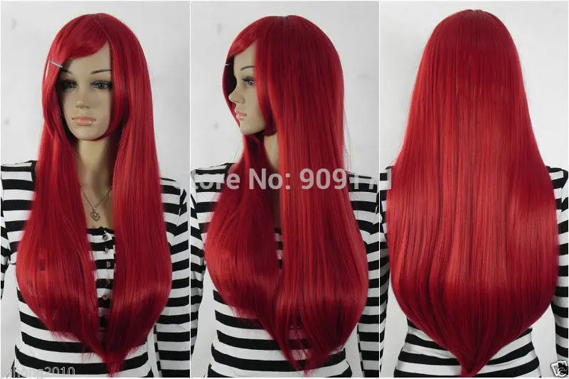Бесплатная Доставка *** красивые Стильные длинные прямые красные женские парики