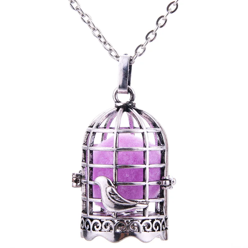 

Delicate Bird Cage Aroma Diffuser Necklace Open Fashion Locket Pendant Hollow Creative Perfume Essential Oil Diffuser Jewelry