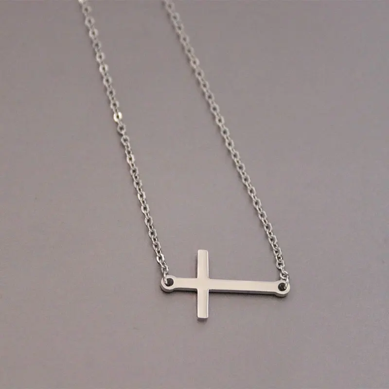 1pc Simple Cross Stainless Steel Necklace Couples Family Pendants Necklaces Women Men Kids Fashion Jewelry