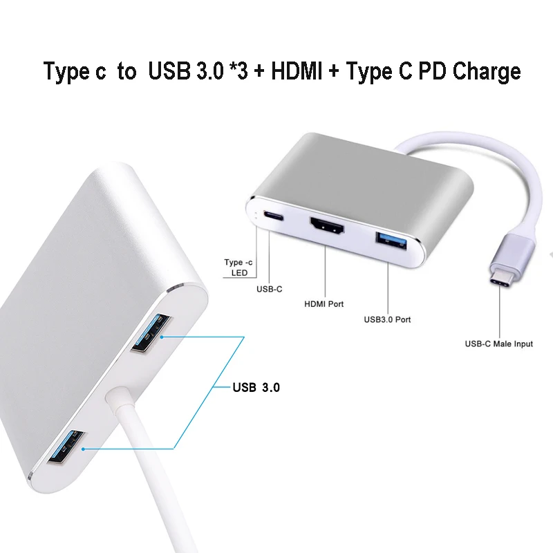 Baolyda USB C к HDMI 4K VGA адаптер Thunderbolt Type видео конвертер для Macbook/Dell XPS 13/Matebook