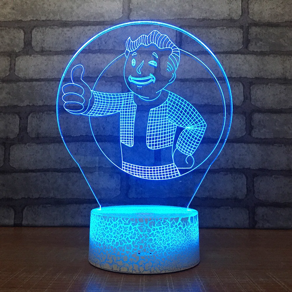 3D мультяшный светильник Fallout 4 светодиода RGB Ночной 7 цветов Настольный фигурки