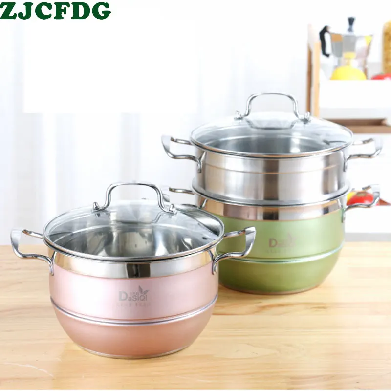 Кастрюля из нержавеющей стали с двойным дном кастрюля для супа немагнитная