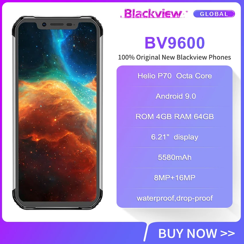 Blackview BV9600 Helio P70 прочный мобильный телефон 6,2" FHD+ Android 9,0 MT6771T 4 Гб 64 Гб 5580 мАч Глобальный 4G водонепроницаемый смартфон