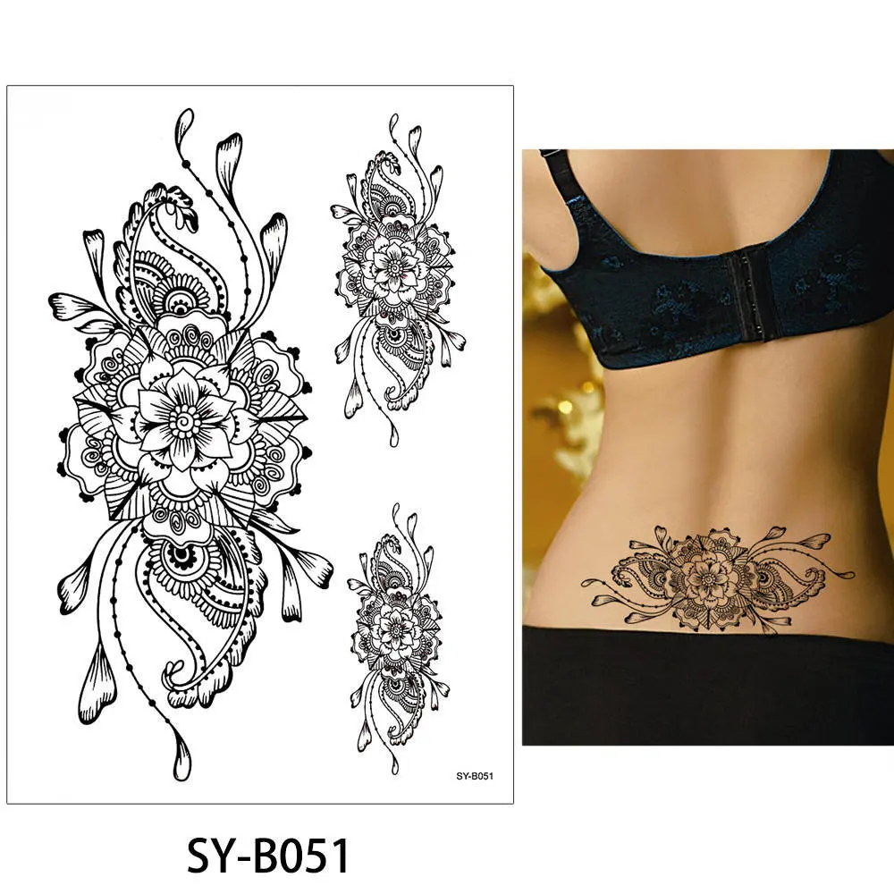 SY-B051 21*15 см glaryyears 24 конструкции 1 лист SY-B Временные татуировки Поддельные Черный Цветок Наклейка Водонепроницаемый тела Книги по искусству татуировки стикеры Henna - Цвет: SY-B051