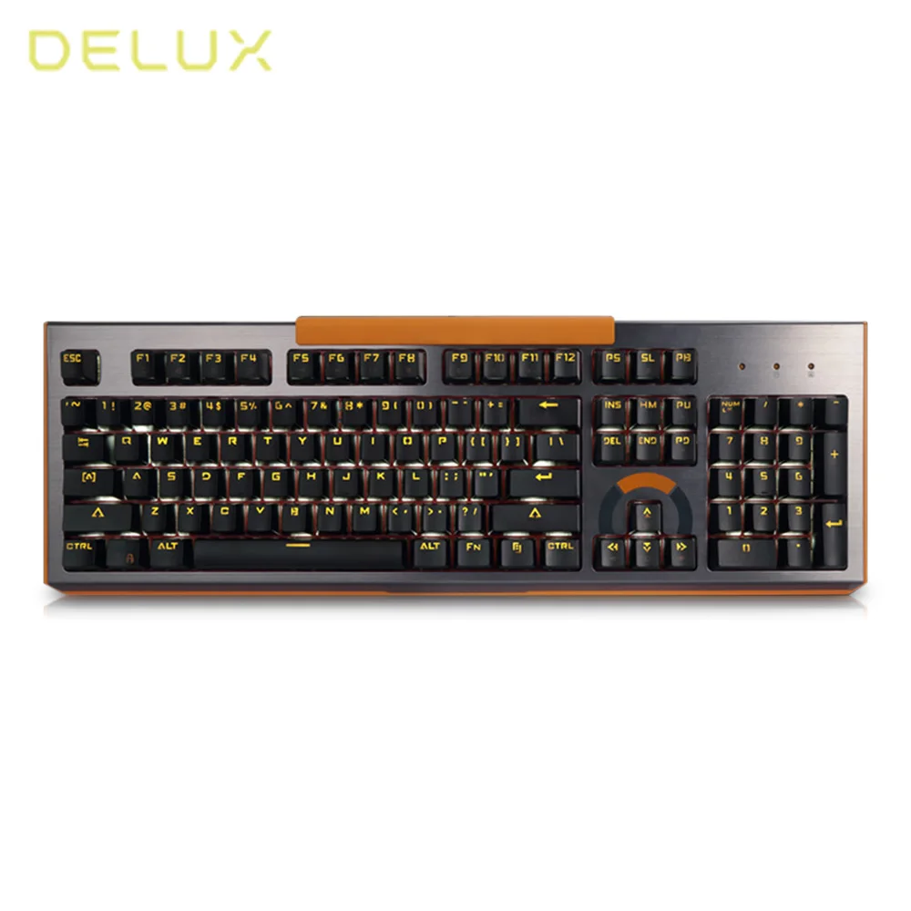 Pumpkin Orange Delux KM09 Механическая игровая клавиатура, 104 клавиш, n-ключ, крутой светильник с эффектом поворота для дома и офиса - Цвет: Pumpkin Orange