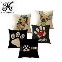 pug pop dog cushion cover decorative throw pillows colorul french bulldog watercolor pattern cotton linen cushion bull terrier