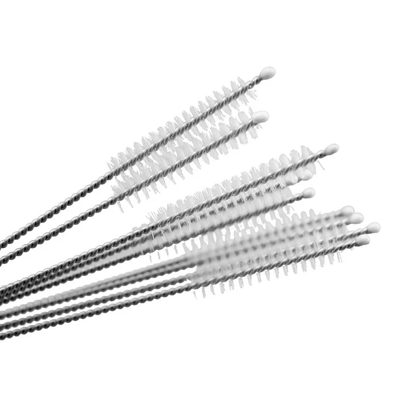 10pcs Straw Brush Stainless Steel Handle Nylon Fine Mouth Bottle Cleaners Glass Drinking Pipe Cleaning | Дом и сад