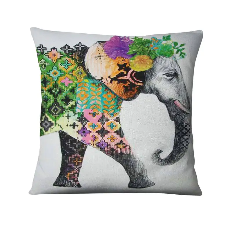 Watercolor Animal Digital Printed Pillowcase Abstract Ethnic Painting Cushion Decorative Pillow Almofadas Decorativas 45*45cm | Дом и сад
