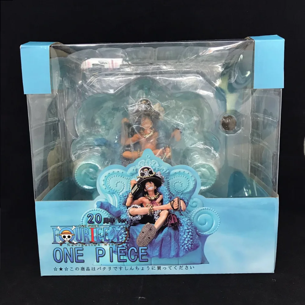 HKXZM Anime Figure 15CM ONE PIECE Luffy Blue Clothes 20th Anniversary ver. PVC Collection Model Kids Toy Doll | Игрушки и хобби