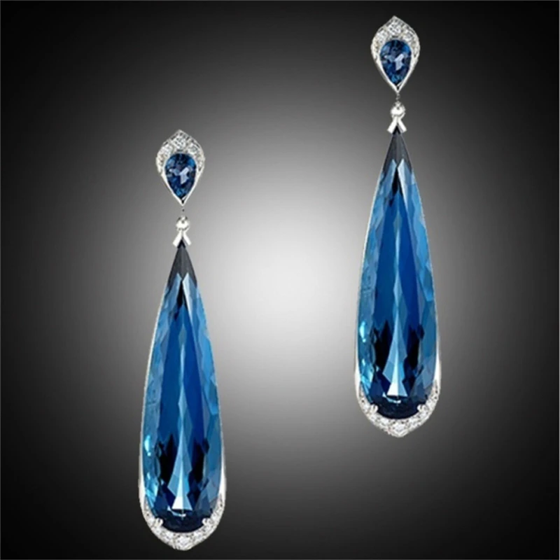 Женские серьги с синими кристаллами элегантные капли воды для женщин модные