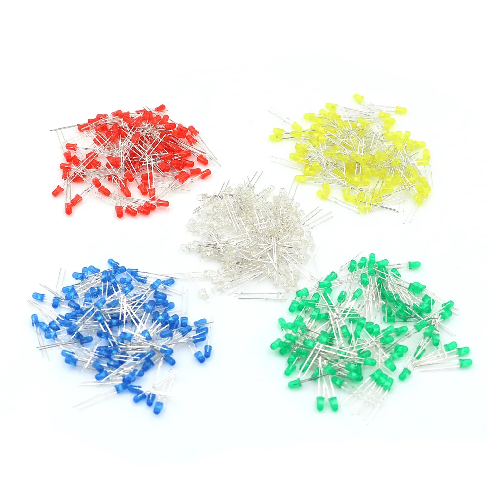 

100PC/Lot 3MM Led Red Green Yellow Blue White Light Emitting Diode New