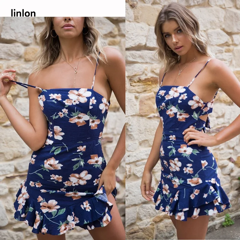 Linlon Chic Стиль шифон без рукавов платье с цветочным рисунком модная женская S-XXL