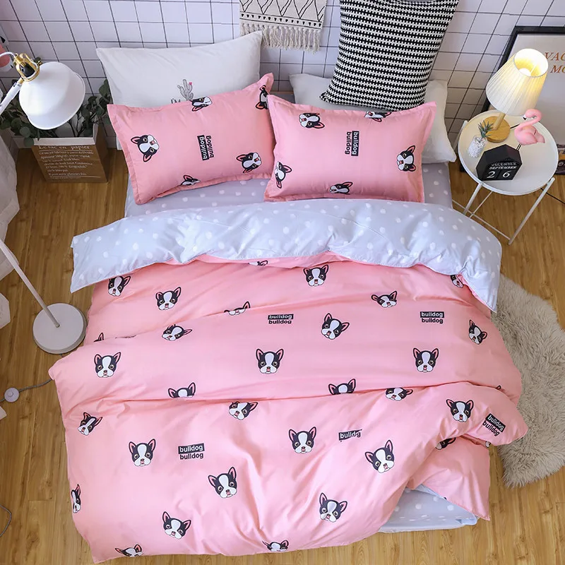 Adorable Dog Four-Piece Bedding Set Included 1 Duvet Cover Bed Sheets 2 Pillowcases Have A Good Dream Blessing Full Size | Дом и сад