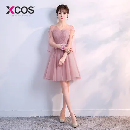 XCOS 6 стилей пыльные розовые короткие платья для невесты Кружева Дешевые
