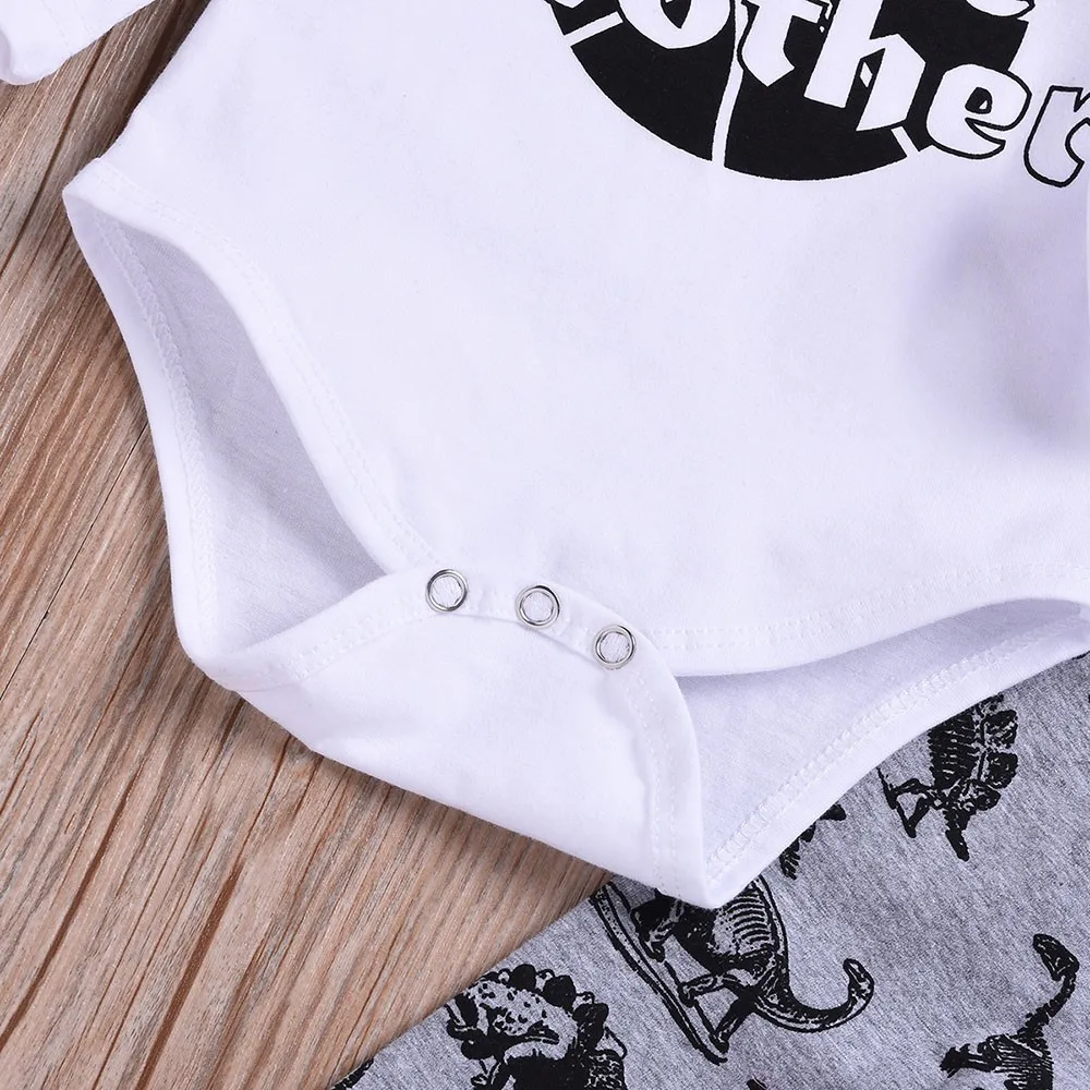 Fashion Newborn Baby boy Clothing Set 3PCS Toddler Letter Print Romper+ Dinosaur Pants+Hat Outfit dropshipping | Детская одежда и
