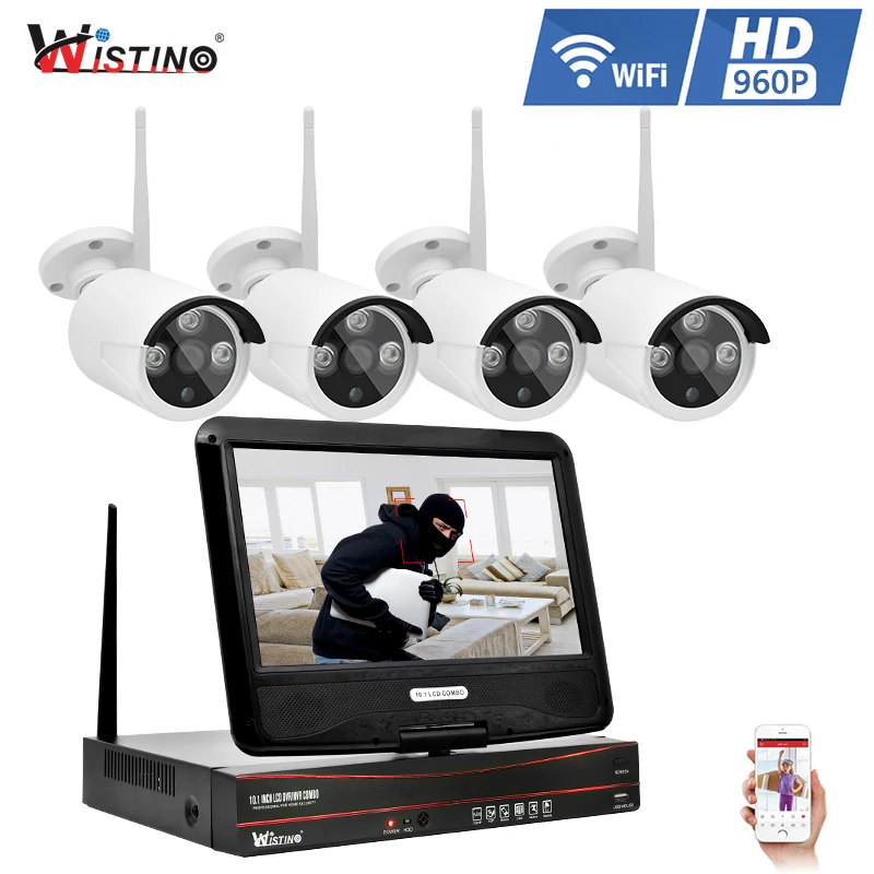 Wistino 960P комплект системы видеонаблюдения беспроводная 4CH NVR ip камера безопасности